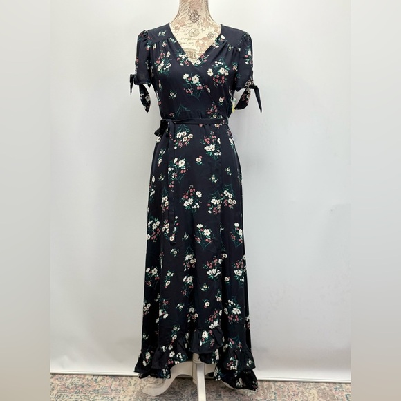 CHELSEA 28 Navy floral tie sleeve wrap maxi dress size S. - Picture 6 of 13